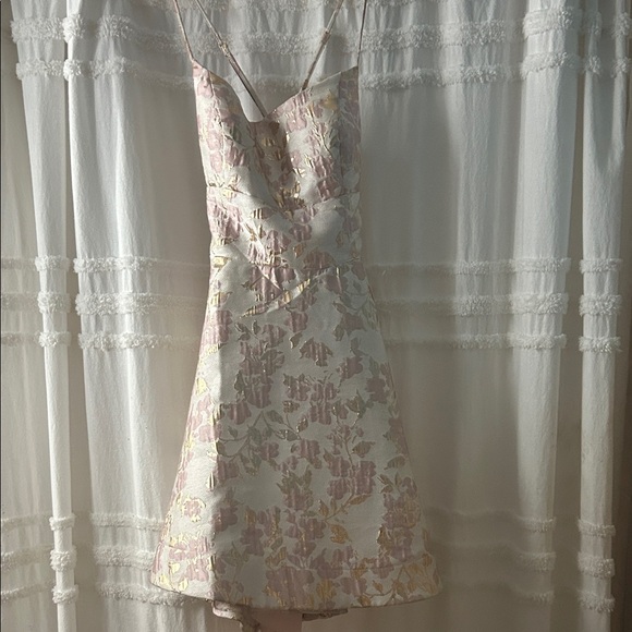 Pink gold rose mini dress corset back elegant dress - Picture 1 of 7